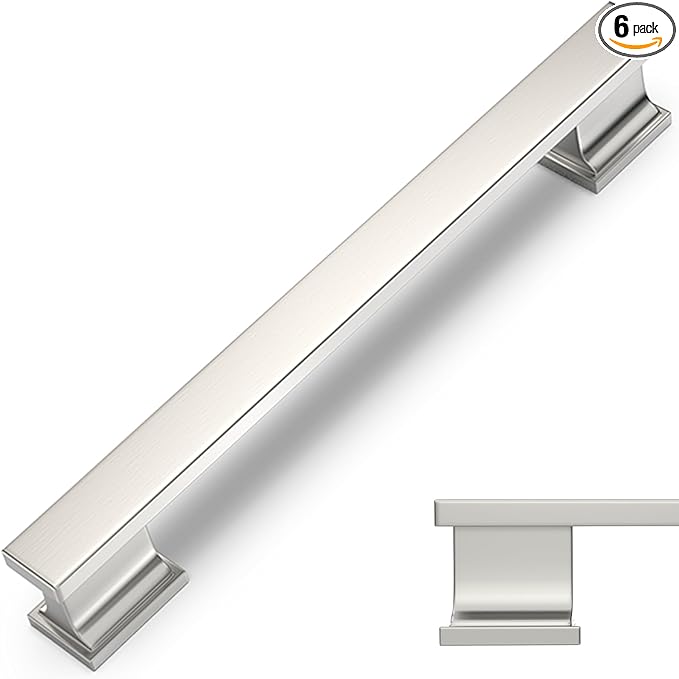 COTYKILEY 6 Pack 5 Inch(128mm) Brushed Satin Nickel Cabinet Handles Kitchen Cabinet Pulls Cabinet Door Handles Kitchen Cabinet Hardware Cupboard Drawer Pulls Dresser Handles
