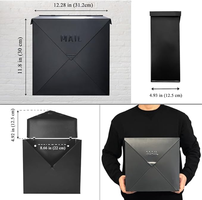 NACH Mailboxes for Outside Wall Mount, 12 x 12 x 4.8 inch Antique Copper Mail Boxes for House Outside, Waterproof Mailboxes for Outside - Chicago Style Mail Box