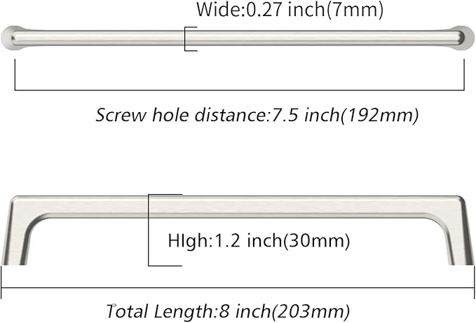 10 Pack Brushed Satin Nickel Cabinet Pulls 7.5 Inch Kitchen Cabinet Handles Cabinet Hardware Kitchen Handles for Cabinets Cupboard Handles Nickel Dresser Pulls Drawer Handle