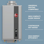 Rheem RTG-84DVLP-3 High Efficiency Non-Condensing Indoor Tankless Liquid Propane Water Heater, 8.4 GPM