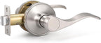 Knobonly 1 Pack Satin Nickel Pasage Door Levers Interior Door Handles for Hallyway andCloset Door Knobs Keyless Nickel Door Handles with Lock, Zinc Alloy Reversible for Right/Left