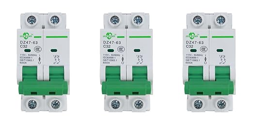 Miniature Circuit Breaker - 3 Pcs 110V/240V MCB DZ47-63 Mini Home Circuit Breaker 2 Pole 32A, AC Solar MCB