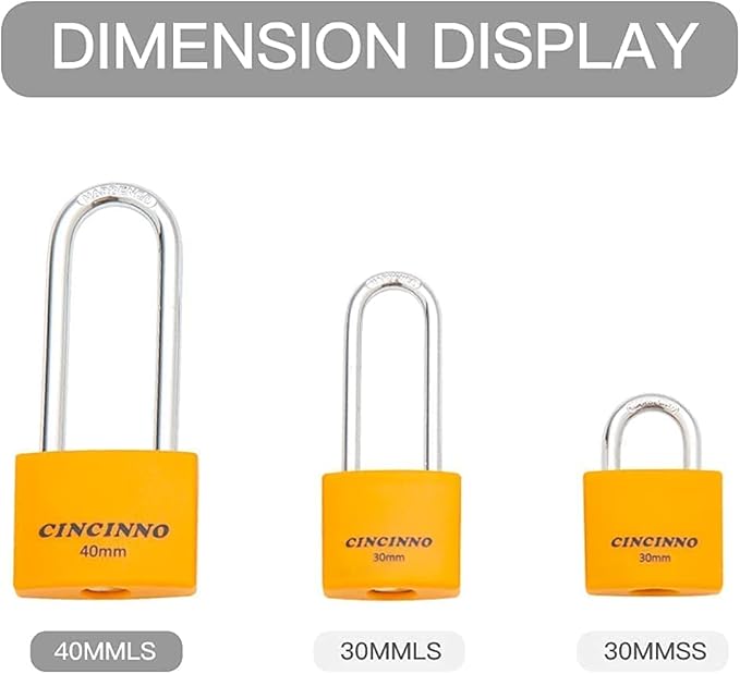 Covered Aluminum Key Lock, Extra Long Shackle Pad Lock with Same Key for Sheds, Storage Unit, School Gym Locker, Toolbox, 12 Pack