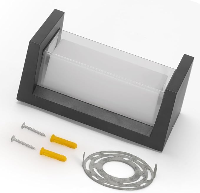 24W LED Outdoor Wall Lights 3 Color Exterior Wall Sconce Outside Light Fixtures Exterior Porch Wall Lighting with Double Shade, Modern Matte Black Wall Lamps for Patio Front Door Entryway, 1-Pack