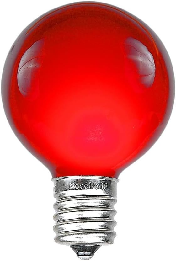 Novelty Lights Incandescent G50 Globe Replacement Bulbs - Outdoor Individual Bulbs for Events, Holiday Parties, Patios, and More - E17/C9 Intermediate Base, 7 Watt Lights (Red, 25 Pack)