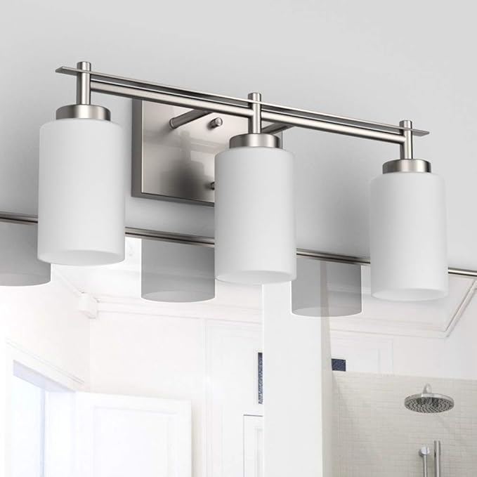 Aipsun Brushed Nickel Bathroom Vanity Light Vintage Bathroom Vanity Lighting Fixtures 3 Lights Industrial Wall Light (Exclude Bulb)