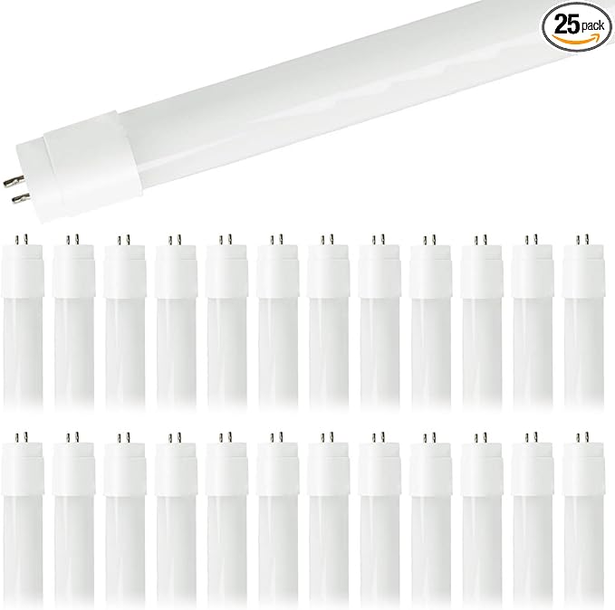 GoodBulb 4-ft T8 LED Tube Lights, 14-Watt (32W Equivalent) 3500K Warm White, 1800-Lumens, 83 CRI, Type A+B Hybrid (Pack of 25)