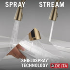 Delta Boyd Brushed Gold Kitchen Faucet with Pull Down Sprayer and Soap Dispenser, Modern Single Hole Kitchen Sink Faucet, Single Handle, Champagne Bronze 19893Z-CZSD-DST