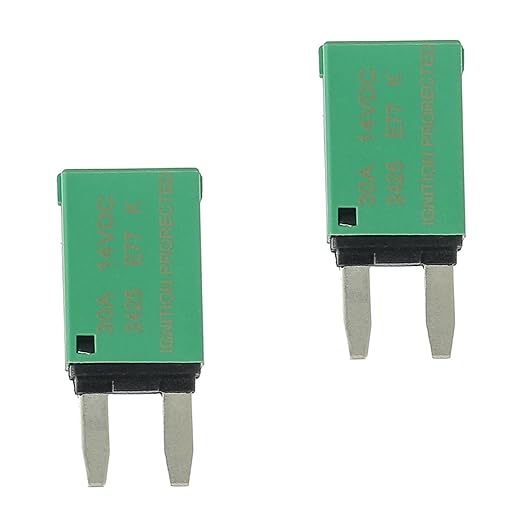 30A DC 12V-14V Auto Reset Circuit Breaker ATM Low Profile T1 Mini Blade Fuses Breakers for Car Trucks Marine Boat RV Solar and More,2 Pack