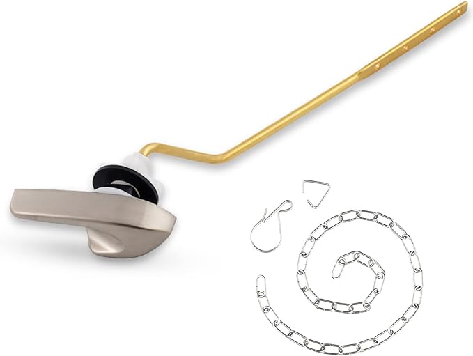 iFealClear Universal Brass Toilet Handle Replacement Kit, Side/Angle Mount Toilet Flush Handle Compatible with Kohler K-GP30324-CP/TOTO/American Standard, Stainless Steel Flapper Chain, Brushed Nickel