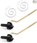 2 Pack Universal Black Toilet Handle Replacement Kit, Side/Angle Mount Toilet Flush Handle Compatible with Kohler K-GP30324-CP/TOTO/American Standard, Stainless Steel Flapper Chain