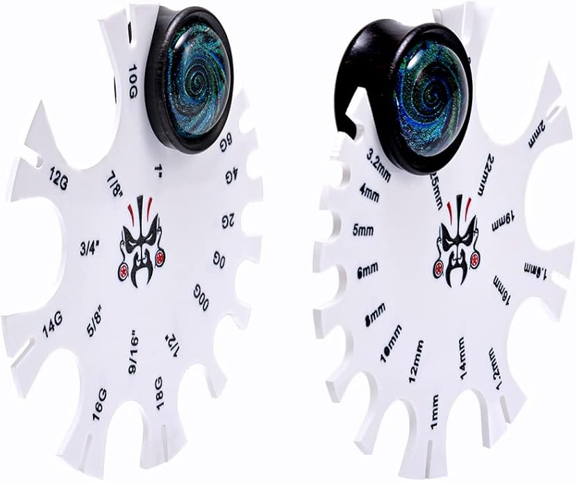 COOEAR Acrylic Piercing Gauge Measurement Wheel 18G-1 Inch.