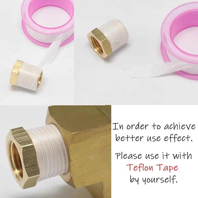 4PCS Brass Reducer Bushing, 1/2" NPT Male to 1/4" NPT Female Thread, Hex Reducing Convert Adapter Pipe Fitting Connector for Water/Oil/Gas