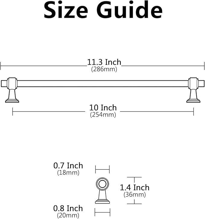 Alzassbg 10 Pack Oil Rubbed Bronze Cabinet Pulls, 10 Inch(254mm) Hole Centers Cabinet Handles Kitchen Hardware Straight Bar for Cabinets and Drawer AL3505ORB