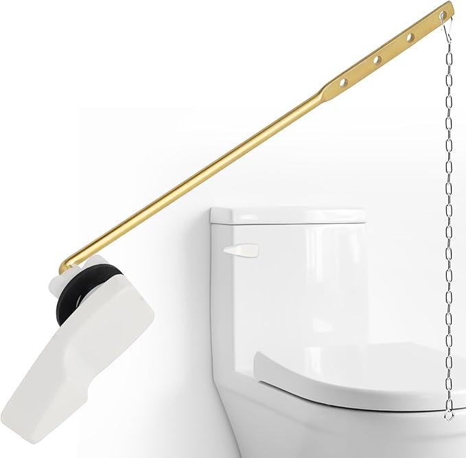 Universal White Metal Toilet Handle Replacement, Front Mount Toilet Flush Trip Lever Compatible with American Standard/Mansfield/TOTO/Kohler Toilets, Stainless Steel Flapper Chain