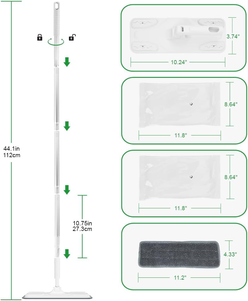 Layers Multi-Purpose Lightweight Dust Mop Set with Extendable Cleaning Tool，12 Sheets Wet Wipes, 1 Dry Wipes, 1 Mopping Pad，360° Swiveing Head Extremely Suit for Cleaning Narrow Space.