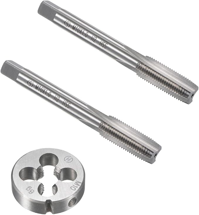 10mm x 1 HSS Metric Tap and Die Set Right Hand Thread,Tapping DIY Tool 3pcs (M10 x 1mm)