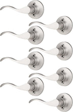Mengico 8 Pack Satin Nickel Dummy Door Lever, Single Left Side Door Handle for Closets, Non-Turning Pull Only Lever Set, Wave Style Interior Door Knob