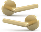 Mega Handles Ronn Dummy Lever Door Handle Set for Closet or French Doors, Single Side, Non-Turning Reversible Door Levers, Fits All Standard Door Sizes, Screws Included - Satin Brass (2 Pack)
