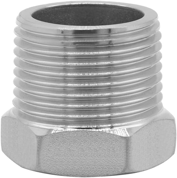 Joywayus Stainless Steel Hex Head Bushing Reducer Pipe Fitting 3/4 NPT Male × 1/2 NPT Female (Pack of 2)