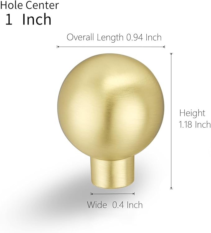3 Pack Brushed Gold Cabinet Knobs Drawer Knobs Cabinet Pull Handle Timeless Vanity Drawer Pull Handle Classic Cabinet Hardware for Kitchen Dresser Bathroom, Screws Included, B-Gold(1x3)