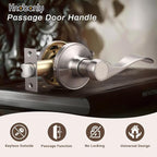 Knobonly 5 Pack Satin Nickel Pasage Door Levers Interior Door Handles for Hallyway andCloset Door Knobs Keyless Nickel Door Handles with Lock, Zinc Alloy Reversible for Right/Left