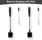 4 Pack Water Bottle Brushes with Straw Cleaner, Stainless Steel Handle Baby Bottle Brush Cleaner, Kitchen Scrub Cleaning Brushes for Cup, Wine Glasses, Coffee Mugs, Tumblers, Wine Decanters, Black