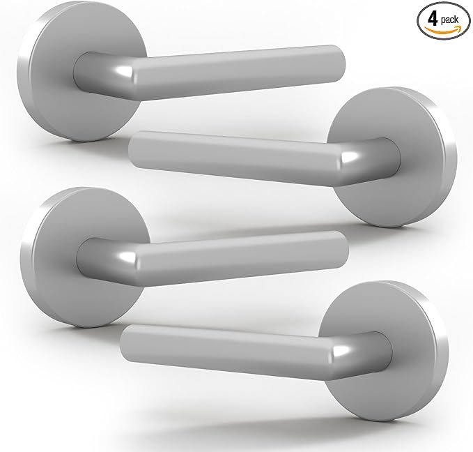 Mega Handles Ronn Dummy Door Handles - 4 Pack Heavy Duty Chrome Door Handles, Non-Turning Door Handle for Closet & French Doors, Single Side, Fits All Standard Doors - Polished Chrome