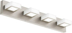 Ralbay 4-Light Brushed Nickel Vanity Light for Bathroom Metal Acrylic Modern LED Bathroom Light Fixtures