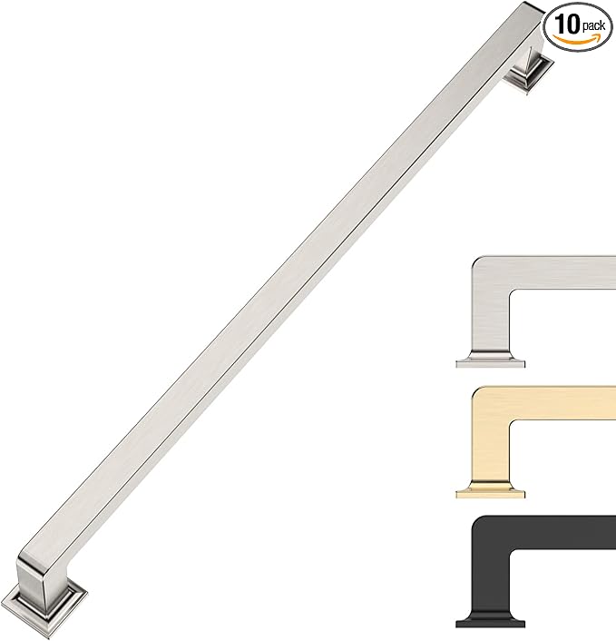 10 Pack 10 Inch Cabinet Handles Brushed Satin Nickel Cabinet Pulls Kitchen Cabinet Handles Kitchen Cabinet Hardware Kitchen Handles for Cabinets Cupboard Handles