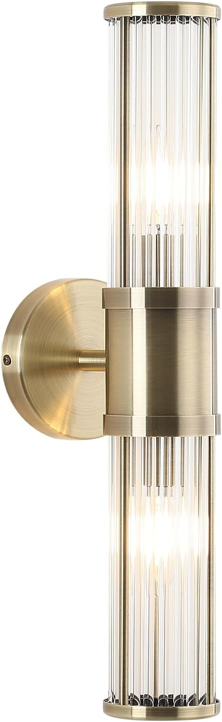 Glass Rods Wall Light Fixture Indoor Antique Bronze Bathroom Vanity Lights Fixtures Beside Mirror Lighting Lamps Up and Down Wall Mounted Light E12 Socket