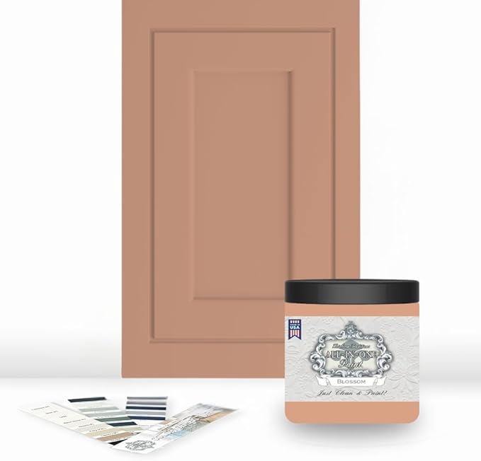 ALL-IN-ONE Paint, Durable cabinet and furniture paint. Built in primer and top coat, no sanding needed. Includes our 30 featured color card - Blossom, 8oz Sample