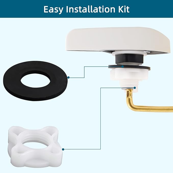 Universal Metal Front Mount Toilet Handle Replacement Kit Compatible with Kohler Toilet Tank Parts, Toilet Flush Lever Handle with Flapper Chains, White