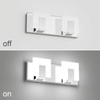 Aipsun 2 Lights Modern LED Bathroom Vanity Light Acrylic Stainless Steel Chrome Up and Down Bathroom Wall Light Over Mirror(White Light 6000K)