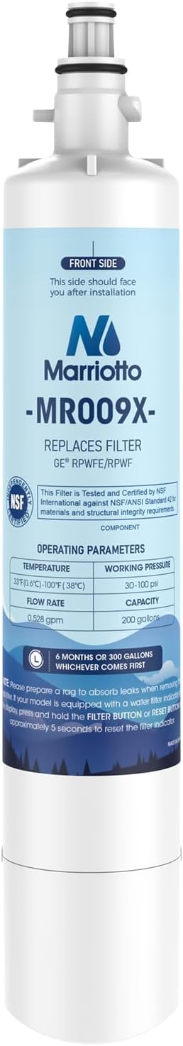 MARRIOTTO Replacement for GE® RPWFE, RPWF (Built-in CHIP) Refrigerator Water Filter, Compatible with GFE28GELDS, PFE28KELDS, PFE28KYNFS, GFD28GELDS, GYE22HMKES, GFE28GYNFS, GFD28GYNFS, Pack of 1