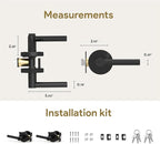 Mega Handles Ronn Entrance Entry Lever Door Handle Heavy Duty Round Locking Lever Set for Left or Right-Handed Doors, Interior/Exterior Door Levers - Matte Black (2 Pack) Keyed Alike