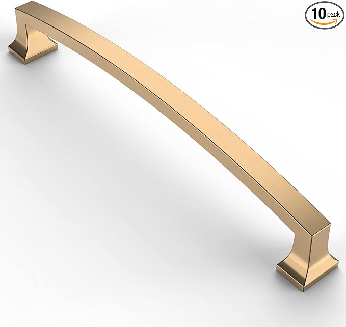 Asidrama 10 Pack 7 Inch(177mm) Hole Centers Champagne Bronze Kitchen Cabinet Handles,Cabinet Pulls Gold Kitchen Cabinet Hardware for Cupboard Drawer Pulls Dresser Handles