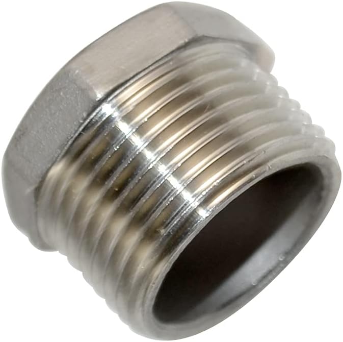 1/4" Male NPT to 1/8" Female NPT Female Reducing/Reducer Bushing Pipe Fitting,Adapter,Stainless Steel SS 304 Hex Bushing (1" Male to 1/2" Female)