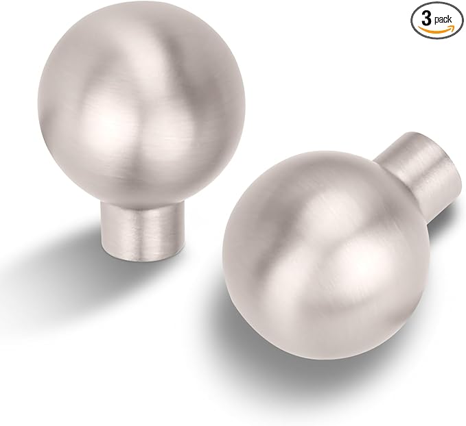 3 Pack Satin Nickel Cabinet Knobs Drawer Knobs Cabinet Pull Handle Timeless Vanity Drawer Pull Handle Classic Cabinet Hardware for Kitchen Bathroom, Screws Included, Nickel-B(1x3)