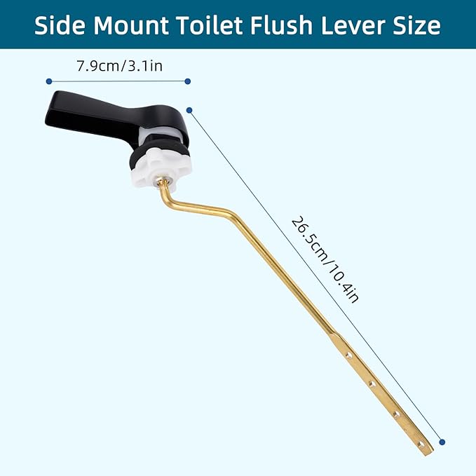 Hygie Rinse Toilet Handle, 2 Pack Universal, L Shaped, Lever Type, Brass, Stainless Steel, Matte Finish, Durable, Easy to Install, 2 Count