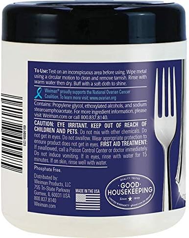 Weiman Jewelry Polish Cleaner and Tarnish Remover Wipes - 20 Count with Polishing Cloth - Use on Silver Jewelry Antique Silver Gold Brass Copper and Aluminum