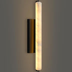 Alabaster Wall Sconces, 25in Black Alabaster Sconce, Modern Spanish Natural Marble Sconces Lights, Rectangle Sconces for Bathroom Vanity Bedroom Living Room Staircases Hallway