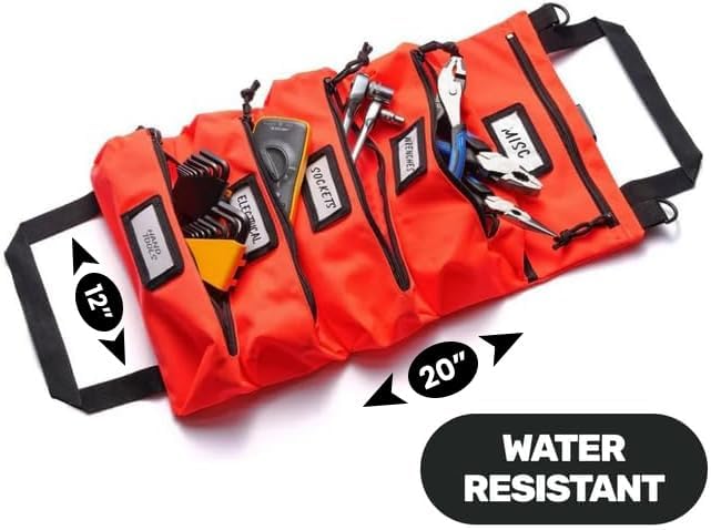 Official Maverick Tool Roll Bag - Easy to Carry 5-Pocket Roll Up Tool Bag - Durable Waterproof Canvas, YKK Zippers & Secure Buckle - A Loving Gift for Dads, Mechanics, Electricians & Hobbyists| Black