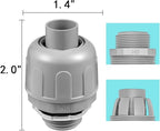 32-Pack 1/2 Inch Liquid Tight Connector NPT Non-Metallic PVC Electrical Flexible Conduit Fittings, UL Listed - 180 Degree Straight, Grey