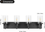 GoYeel Bathroom Light Fixtures Over Mirror, Matte Black Vanity Light 4 Light Wall Sconce Lighting Indoor Farmhouse Bathroom Lamp with Clear Glass Shade for Bedroom Living Room Hallway Kitchen