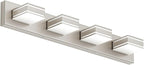 Ralbay 30inch Brushed Nickel Vanity Light for Bathroom 4-Light Metal Acrylic Modern LED Bathroom Light Fixtures