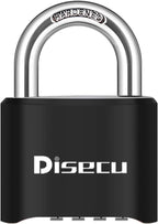 1 Pack disecu Heavy Duty 4 Digit Combination Lock, Outdoor Waterproof Padlock for School Gym Locker, Storage Unit, Fence, Gate, Toolbox (Black)