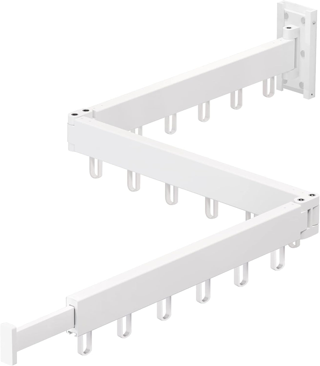 Clothes Drying Rack Wall Mounted,Drying Rack Clothing,Clothes Hanging Rack,Retractable,Collapsible(Tri-Fold), White Color(Ring)