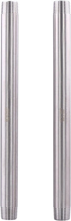 3/8" X 3/8" NPT Male Nipple Stainless Steel 304 Cast Pipe Coupling Fitting 8" Length (pack of 2)