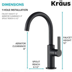 KRAUS Oletto Single Handle Kitchen Bar Faucet in Matte Black, KPF-2822MB